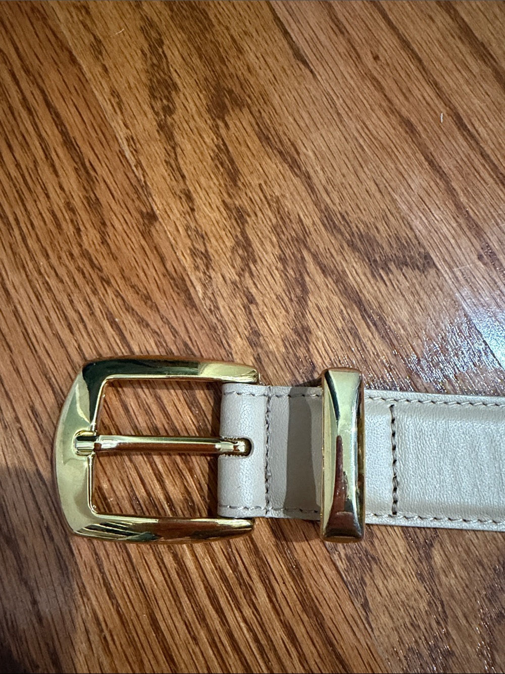 Talbots Italian Made Genuine Leather Taupe Belt with Gold Buckle- Women’s Medium - Picture 2 of 6